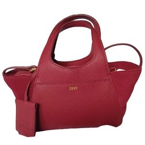 DKNY Carnelian Red Leather Suede Satchel Crossbody Bag KZD13S83 New